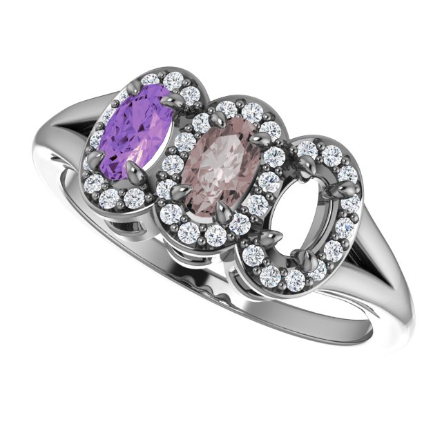 Sterling Silver Natural Amethyst & 1/6 CTW Natural Diamond Ring